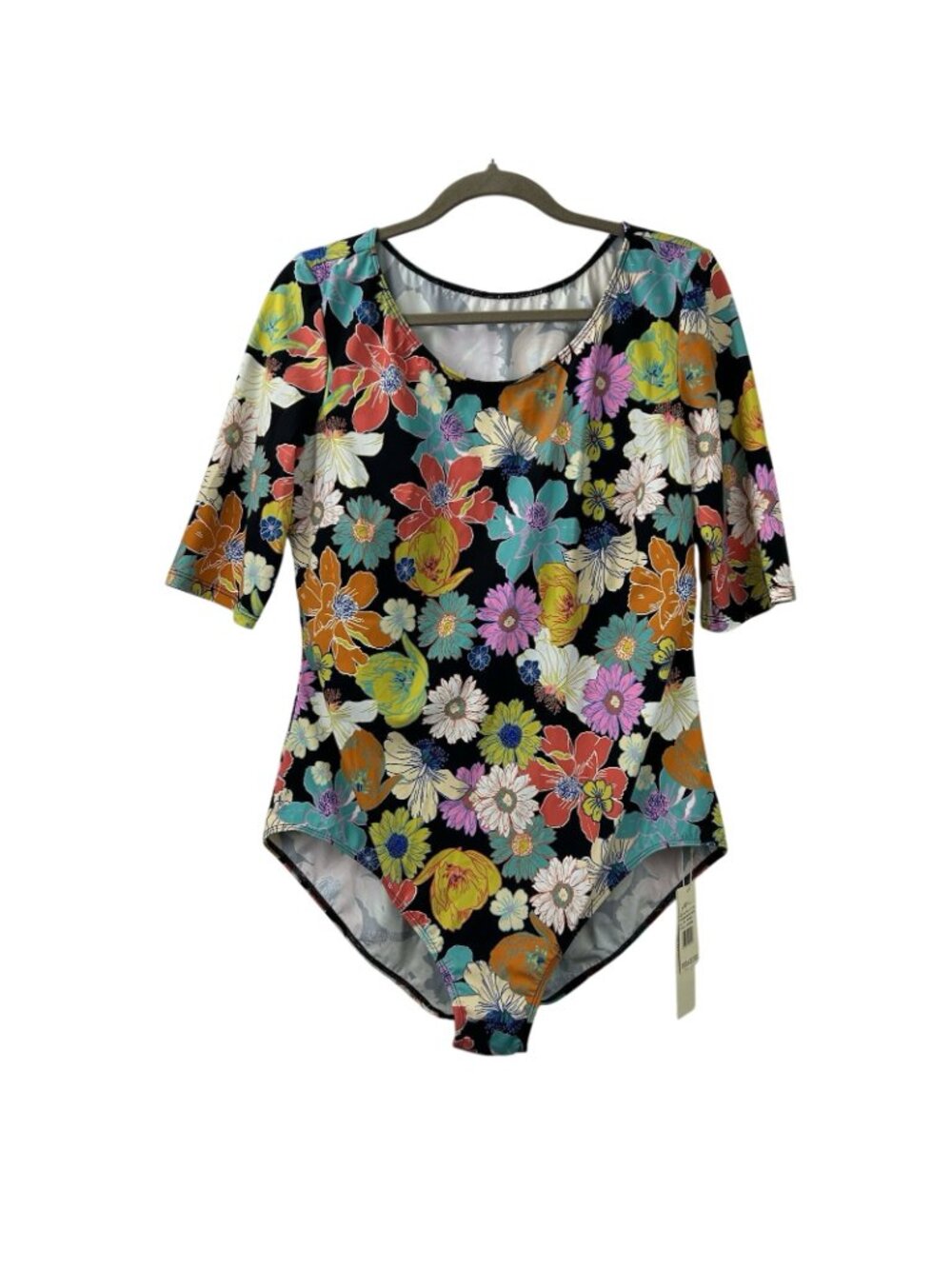 Gottex Modest One-Piece Swimsuit XXL Short Sleeves Round Neck Vibrant Floral NWT - Picture 4 of 15